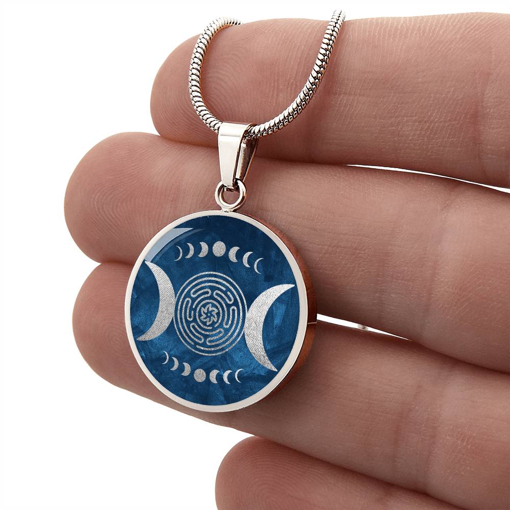 Hekates Magic Necklace, Hekate Pendant, Wheel of Hekate with Triple Moon