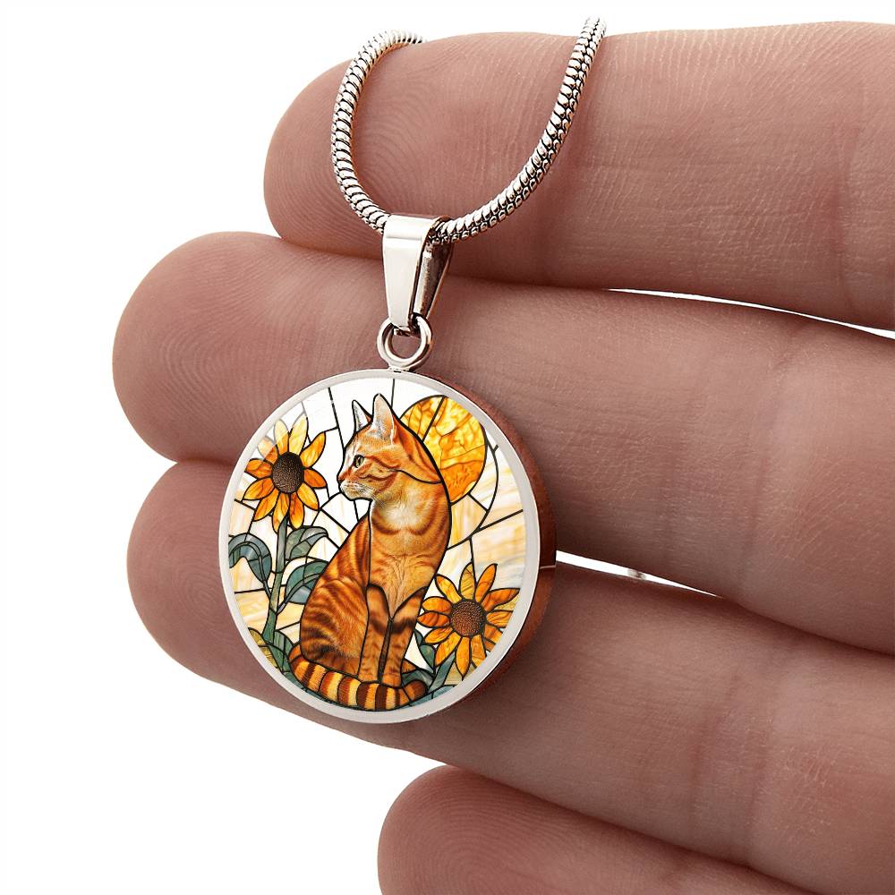 Ginger Cat Faux Stained Glass Necklace | Ginger Cat Pendant