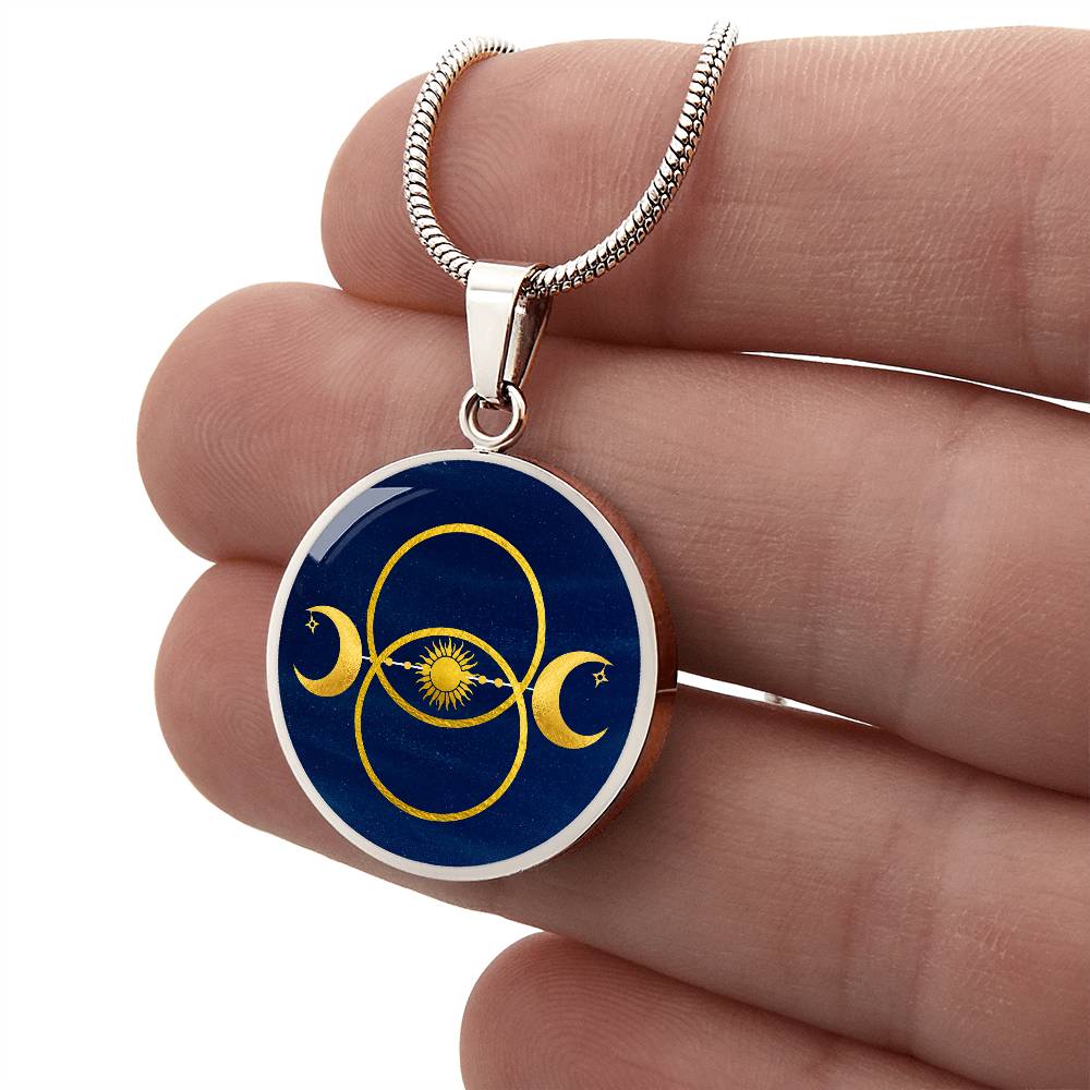 Triple Moon Sun Vesica  Pisces Pendant