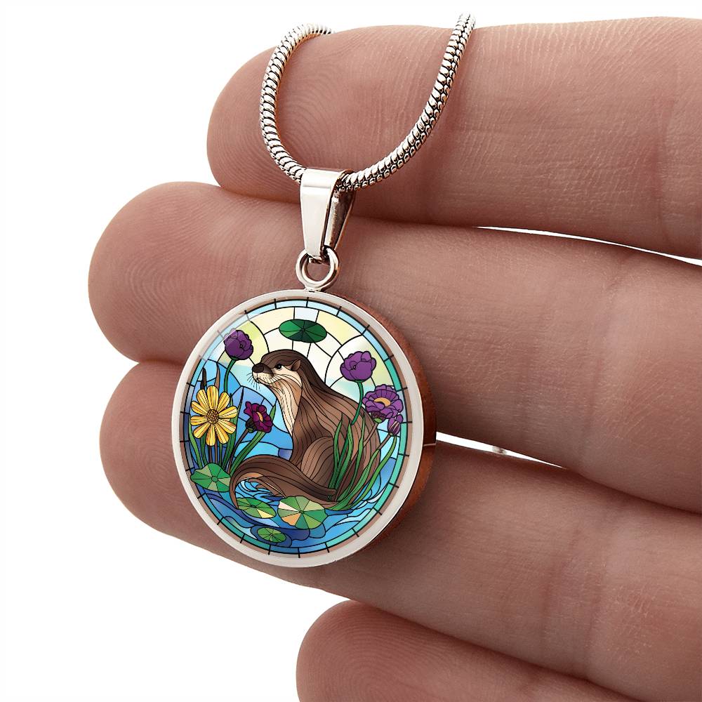 Otter Faux Stained Glass Pendant