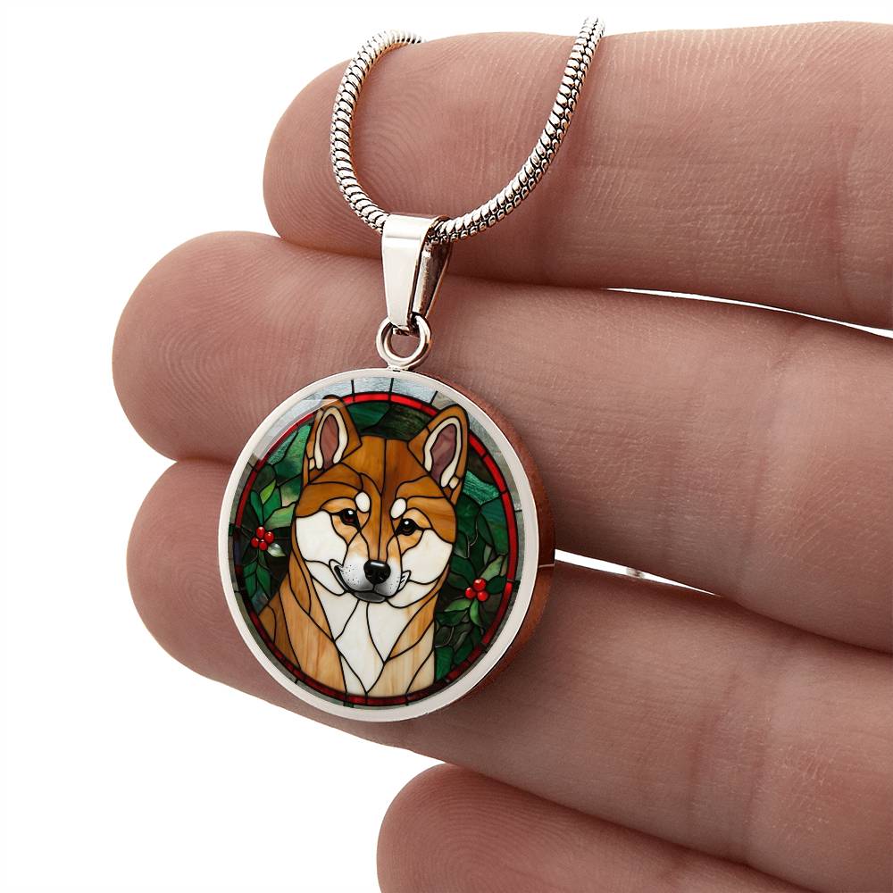 Stained Glass Shibu Inu Pendant | Animal Lover Gift | Shibu Inu Mom | Jewelry For Pet Loss