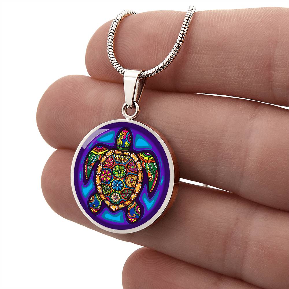 Turtle Lover Necklace | Tribal Art Turtle Pendant