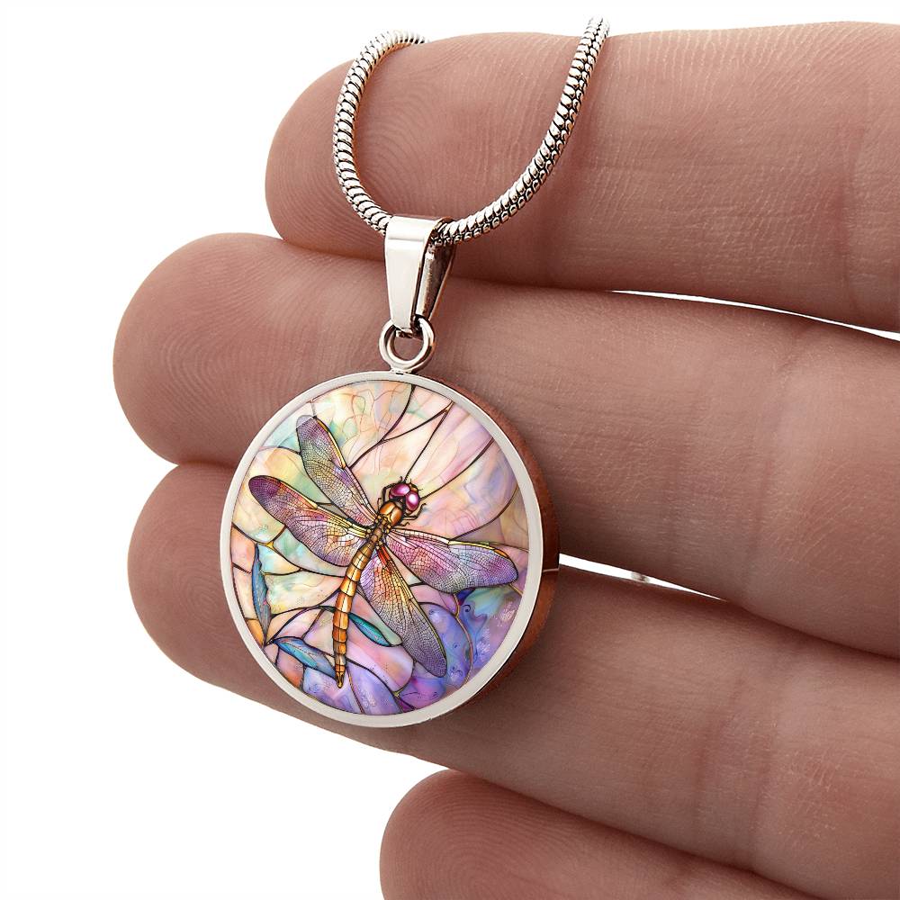 Dragon Fly Stained Glass Effect Pendant | Dragonfly Necklace