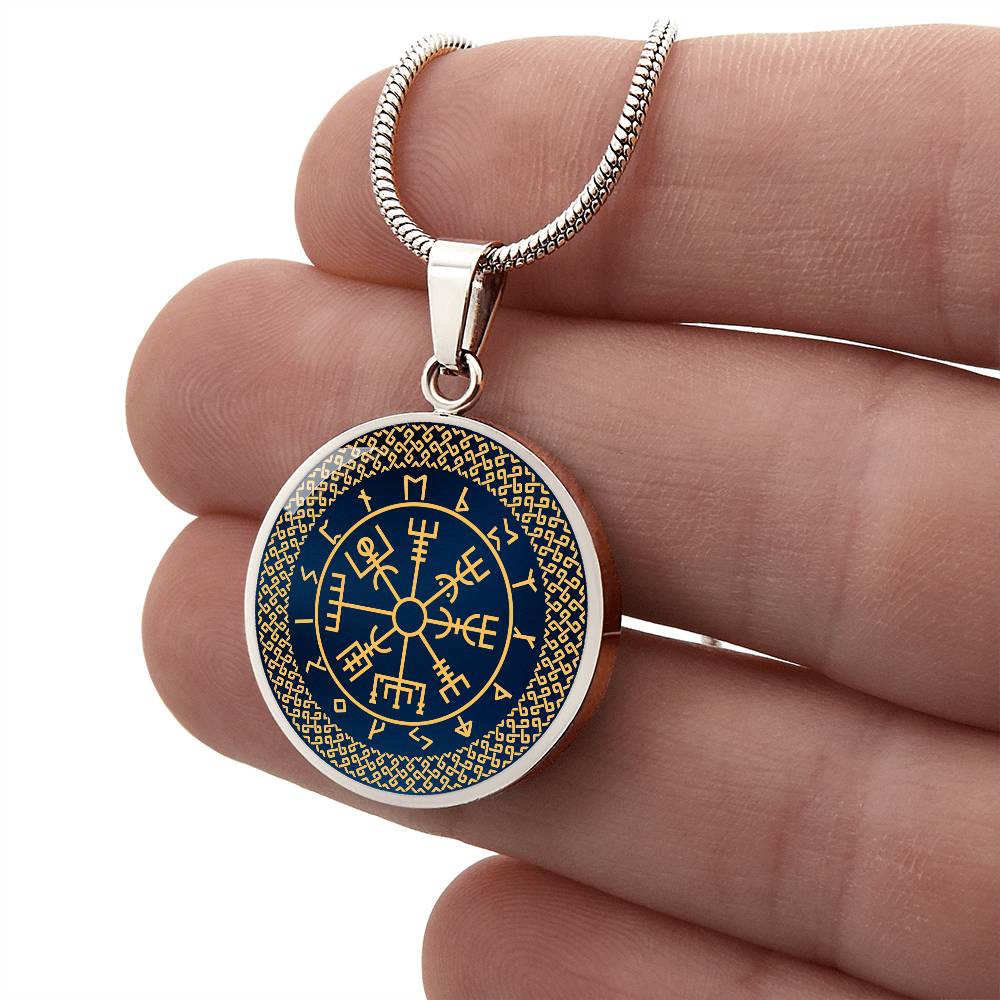 Vegvisir Pendant Personalised | Wayfinder Viking Compass Necklace | Norse Runes Necklace | Nordic Pagan Protection Amulet