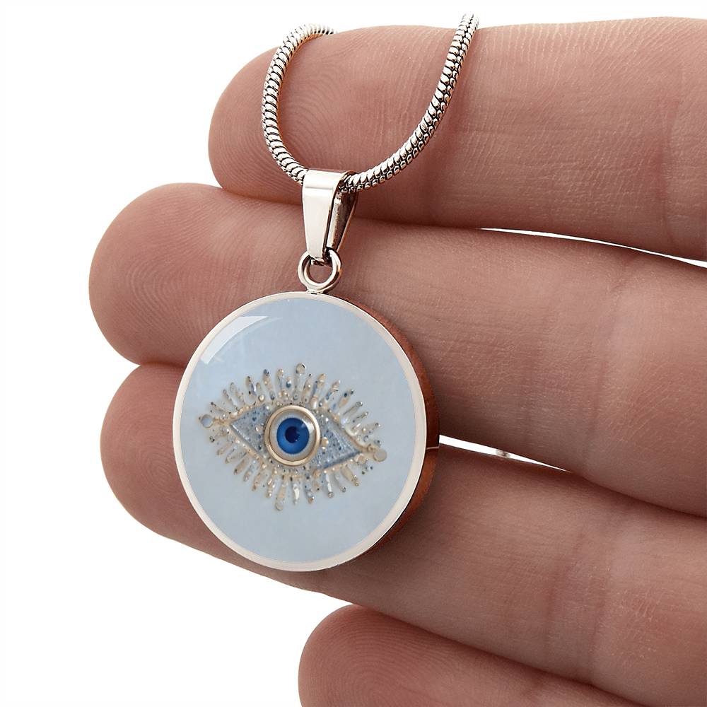 Good Luck Charm Eye Necklace | Turkish Evil Eye Charm Pendant | Evil Eye Pendant Chain | Faux Pave Diamond Look