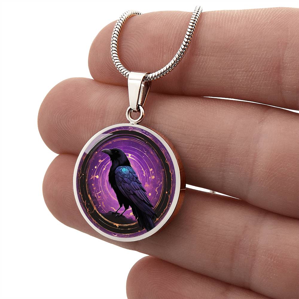 Purple Raven Pendant | Black Bird Jewelry  | Crow Necklace | Spooky Symbolic Gift | Gifts for Her | Goth Necklace