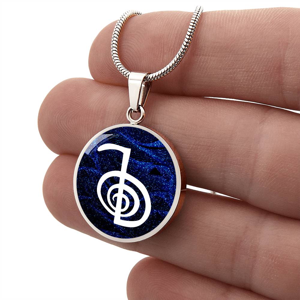 Reiki Symbol Pendant Blue / Reiki Cho Ku Rei Pendant