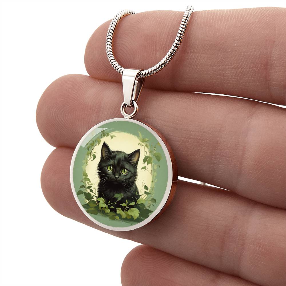 Vintage Cute Black Kitten pendant, cute kitten gift, cat lover pendant or keychain