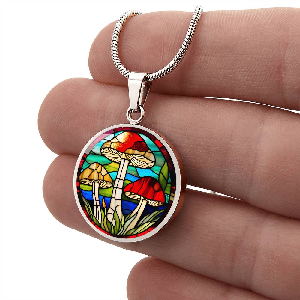 Mushroom Pendant Stained Glass Art Effect