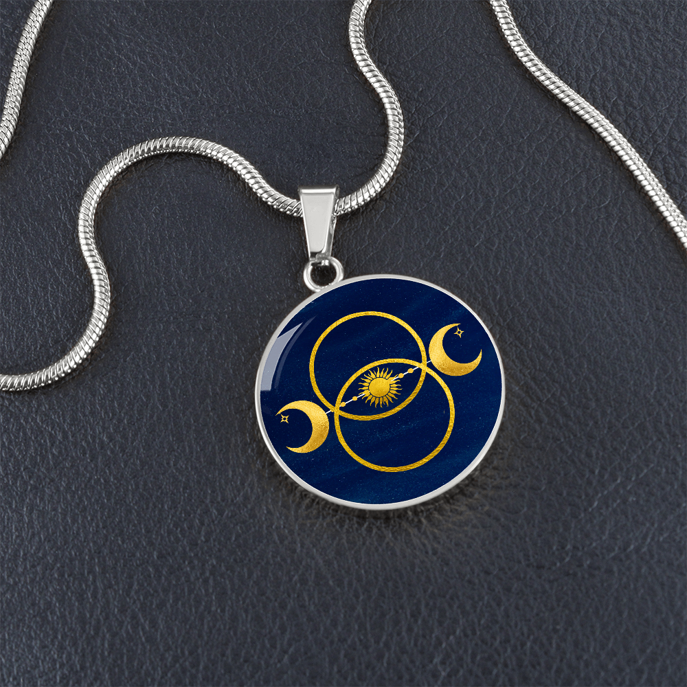Triple Moon Sun Vesica  Pisces Pendant