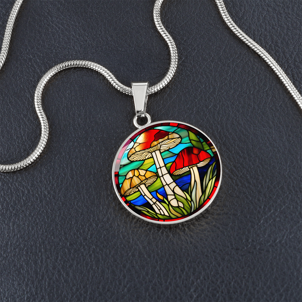 Mushroom Pendant Stained Glass Art Effect