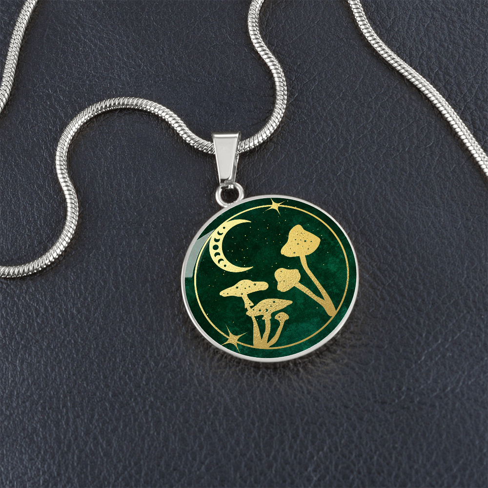 Mushrooms and Moon Pendant