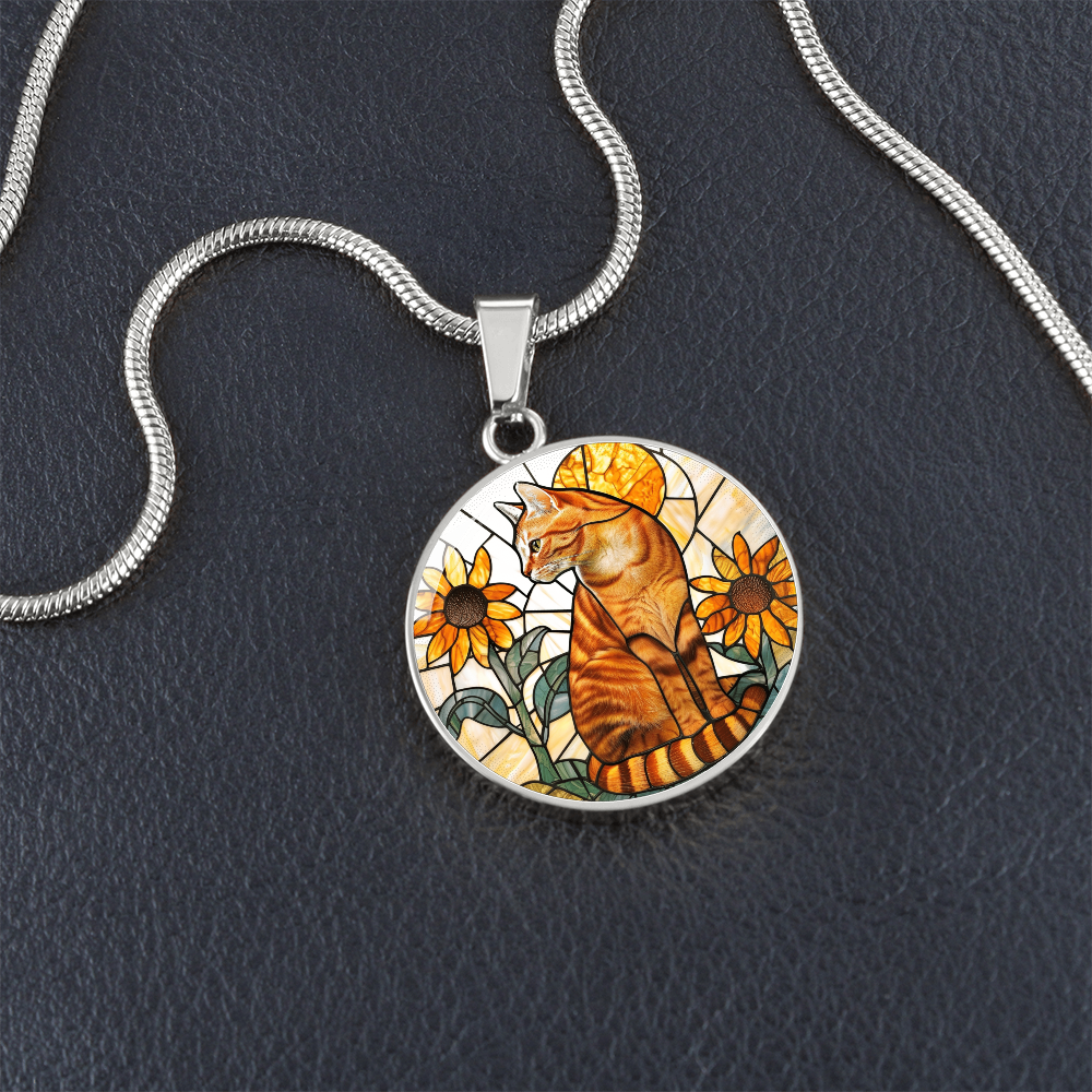 Ginger Cat Faux Stained Glass Necklace | Ginger Cat Pendant