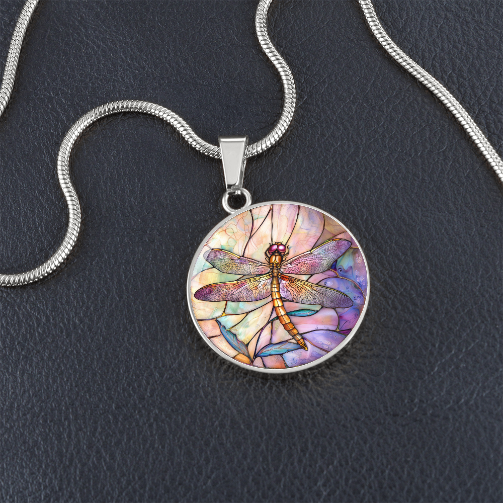 Dragon Fly Stained Glass Effect Pendant | Dragonfly Necklace