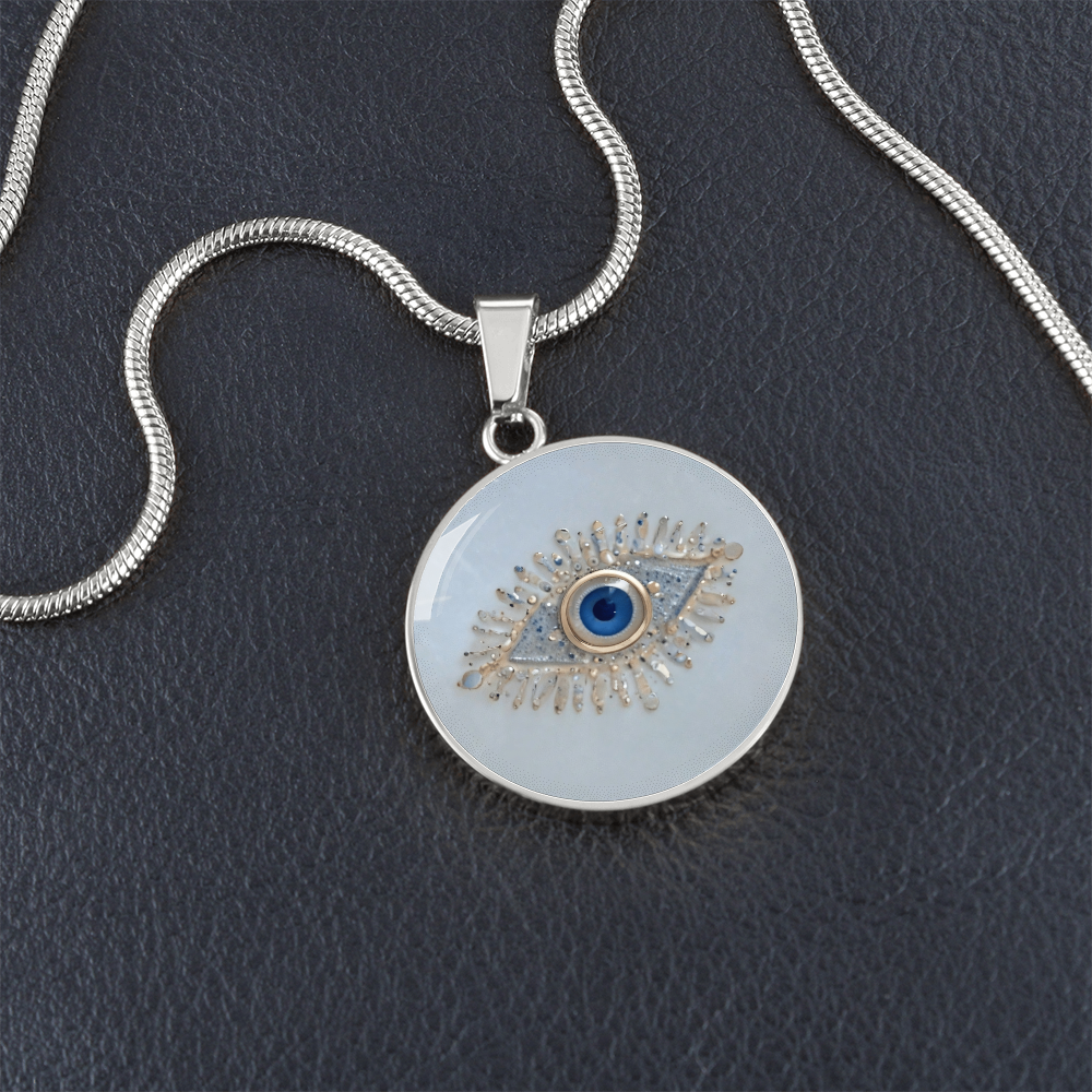 Good Luck Charm Eye Necklace | Turkish Evil Eye Charm Pendant | Evil Eye Pendant Chain | Faux Pave Diamond Look