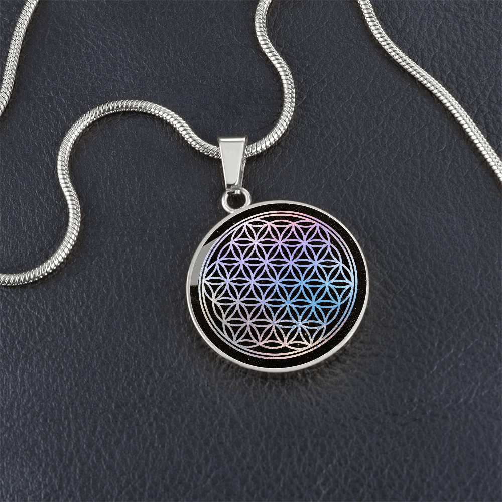 Flower of Life Holographic Art Necklace | Sacred Geometry Jewelry