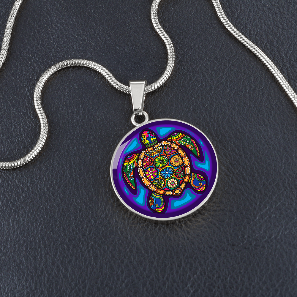 Turtle Lover Necklace | Tribal Art Turtle Pendant