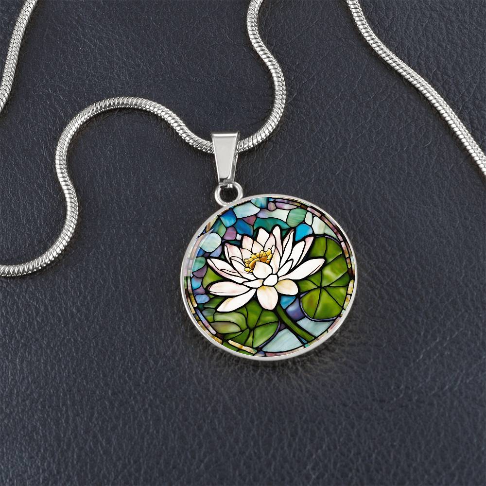 Birth Month Flower Necklace | Lily of the Valley Birth Flower Necklace | May Birth Flower Necklace | Stained Glass Personalized Pendant Necklace