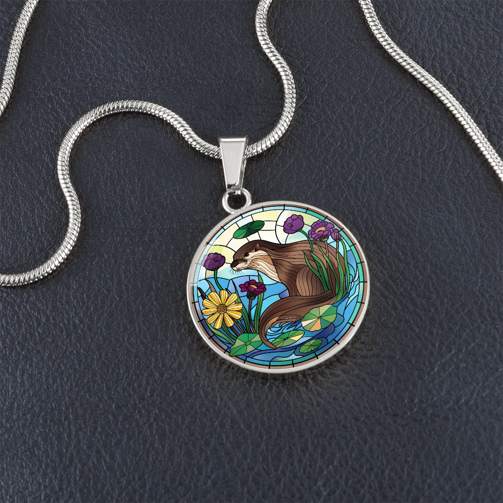 Otter Faux Stained Glass Pendant