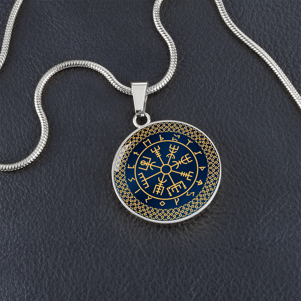 Vegvisir Pendant Personalised | Wayfinder Viking Compass Necklace | Norse Runes Necklace | Nordic Pagan Protection Amulet