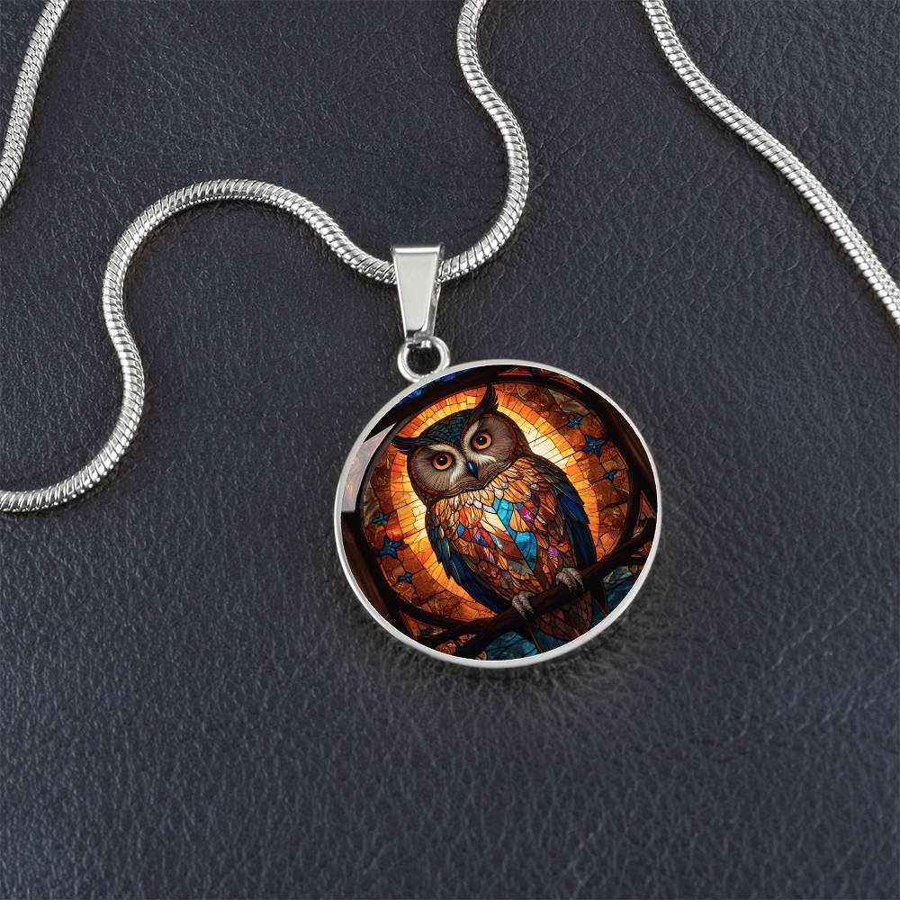 Owl Faux Stained Glass Pendant | Owl Necklace | | Owl Lover Gift