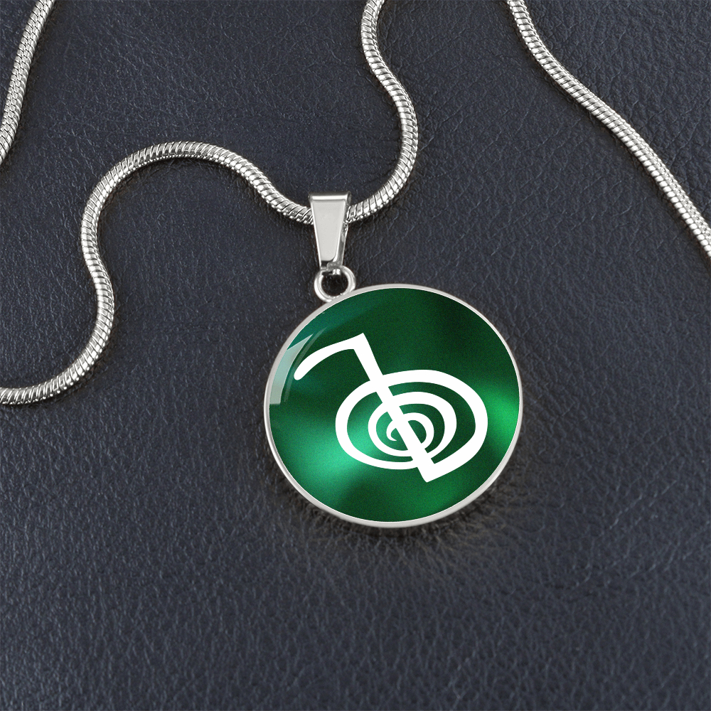 Reiki Symbol Pendant Green / Reiki Cho Ku Rei Pendant