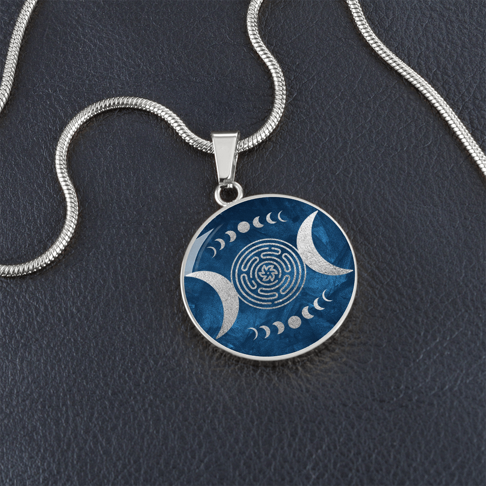 Hekates Magic Necklace, Hekate Pendant, Wheel of Hekate with Triple Moon