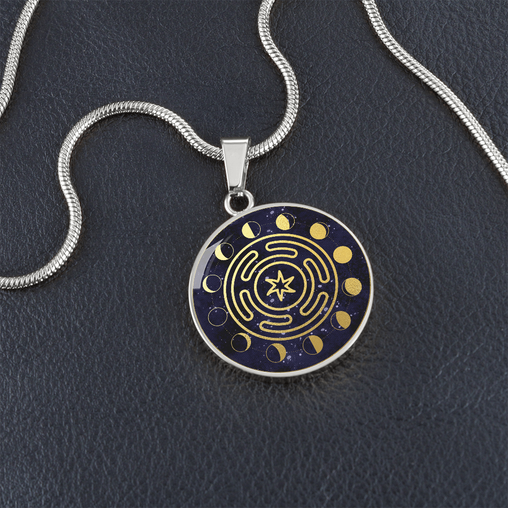 Hekate Magic Strophalos Necklace | Hekate Moon Phase Pendant