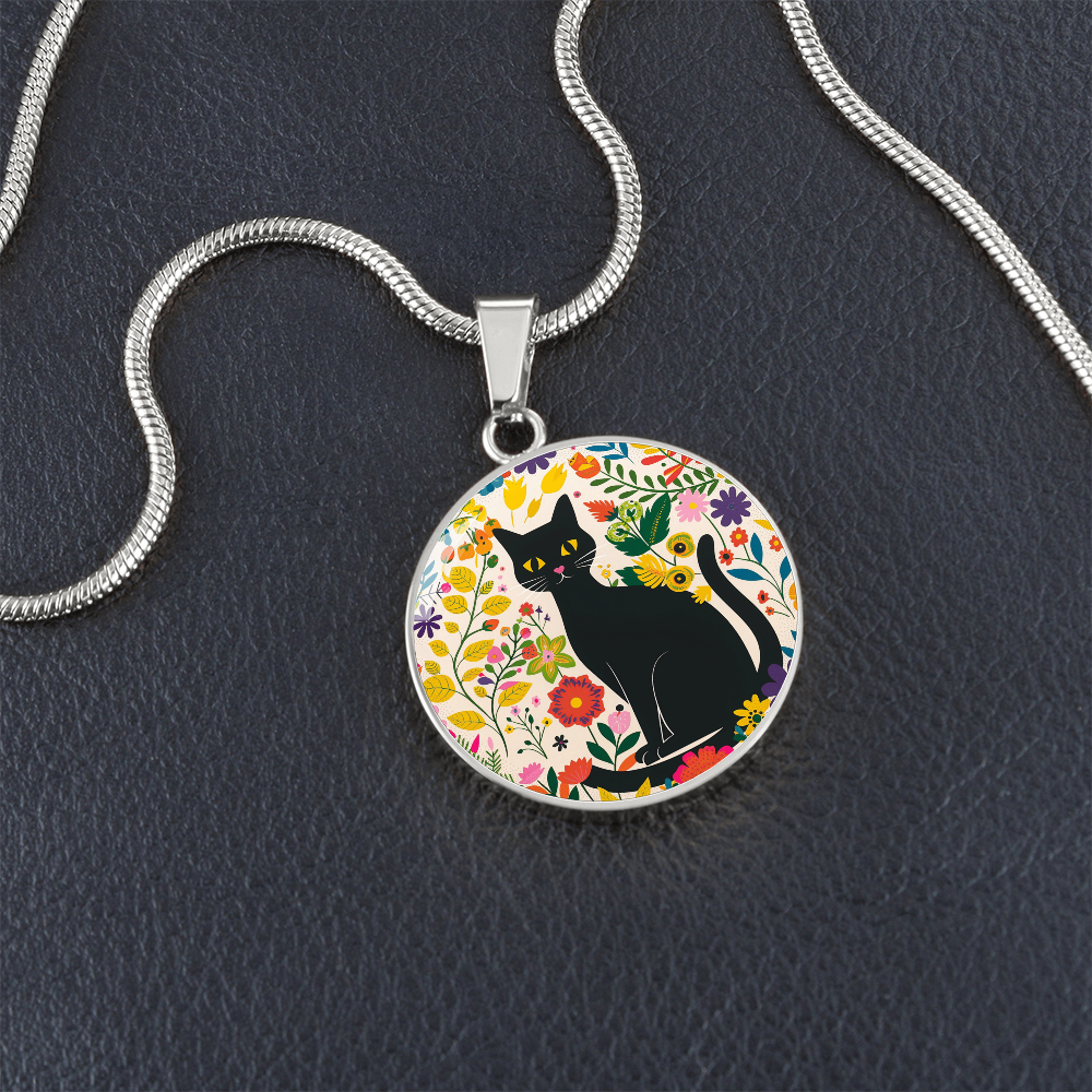 Art Nouveau Black Cat Pendant Necklace | Lovely Cat Jewelry | Cat Lover Gift | Kitty Jewelry