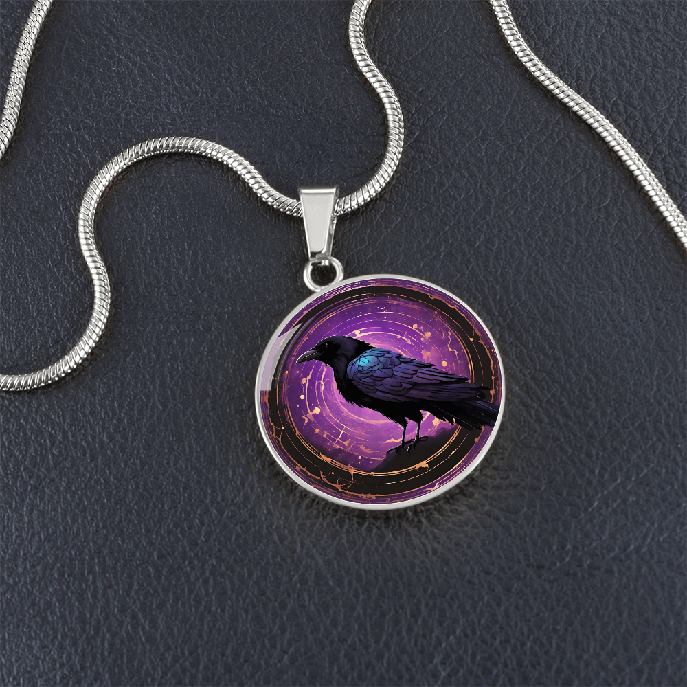 Purple Raven Pendant | Black Bird Jewelry  | Crow Necklace | Spooky Symbolic Gift | Gifts for Her | Goth Necklace