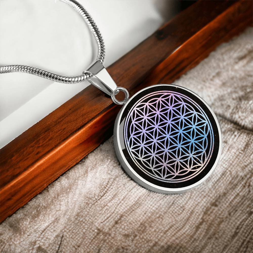 Flower of Life Holographic Art Necklace | Sacred Geometry Jewelry
