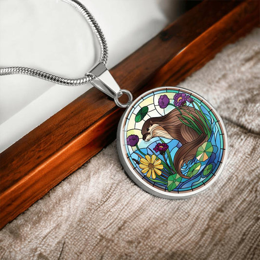 Otter Faux Stained Glass Pendant