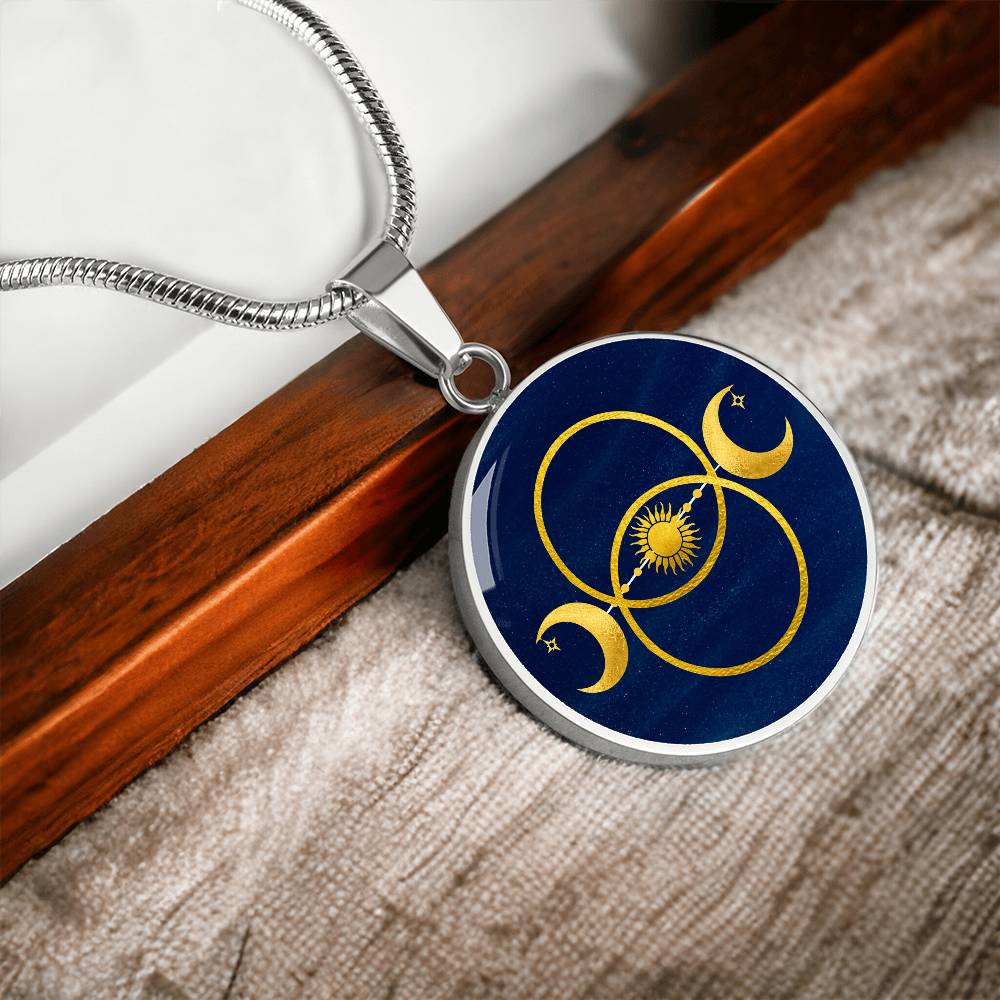 Triple Moon Sun Vesica  Pisces Pendant