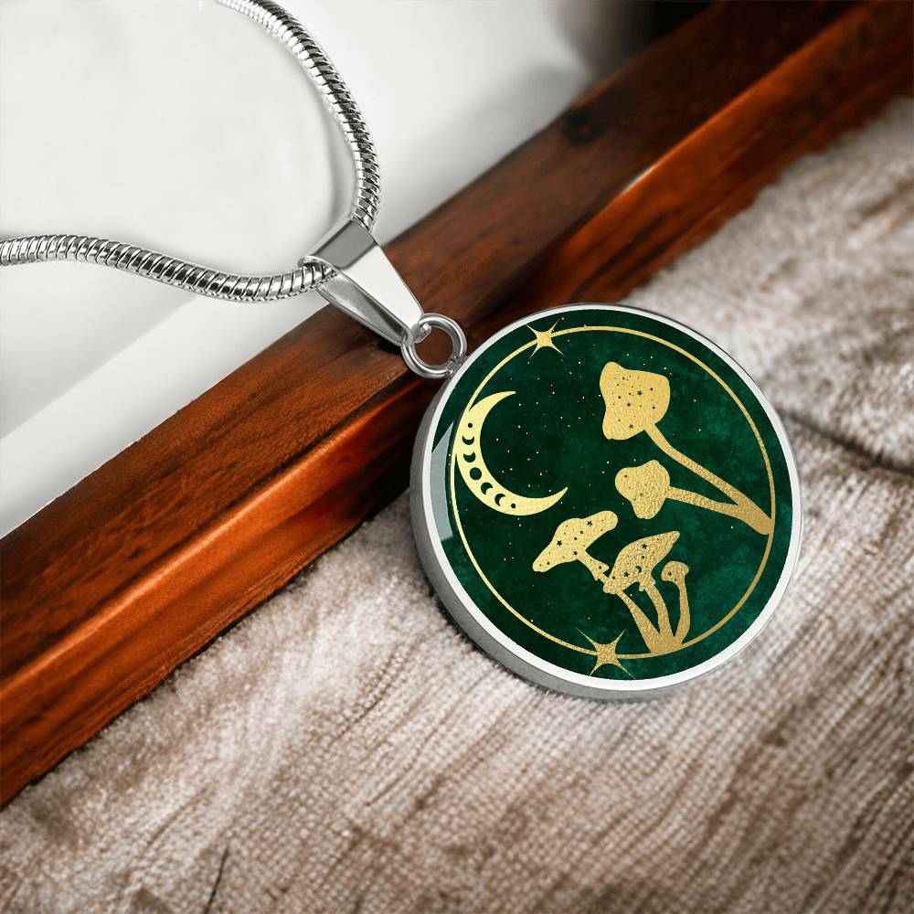 Mushrooms and Moon Pendant
