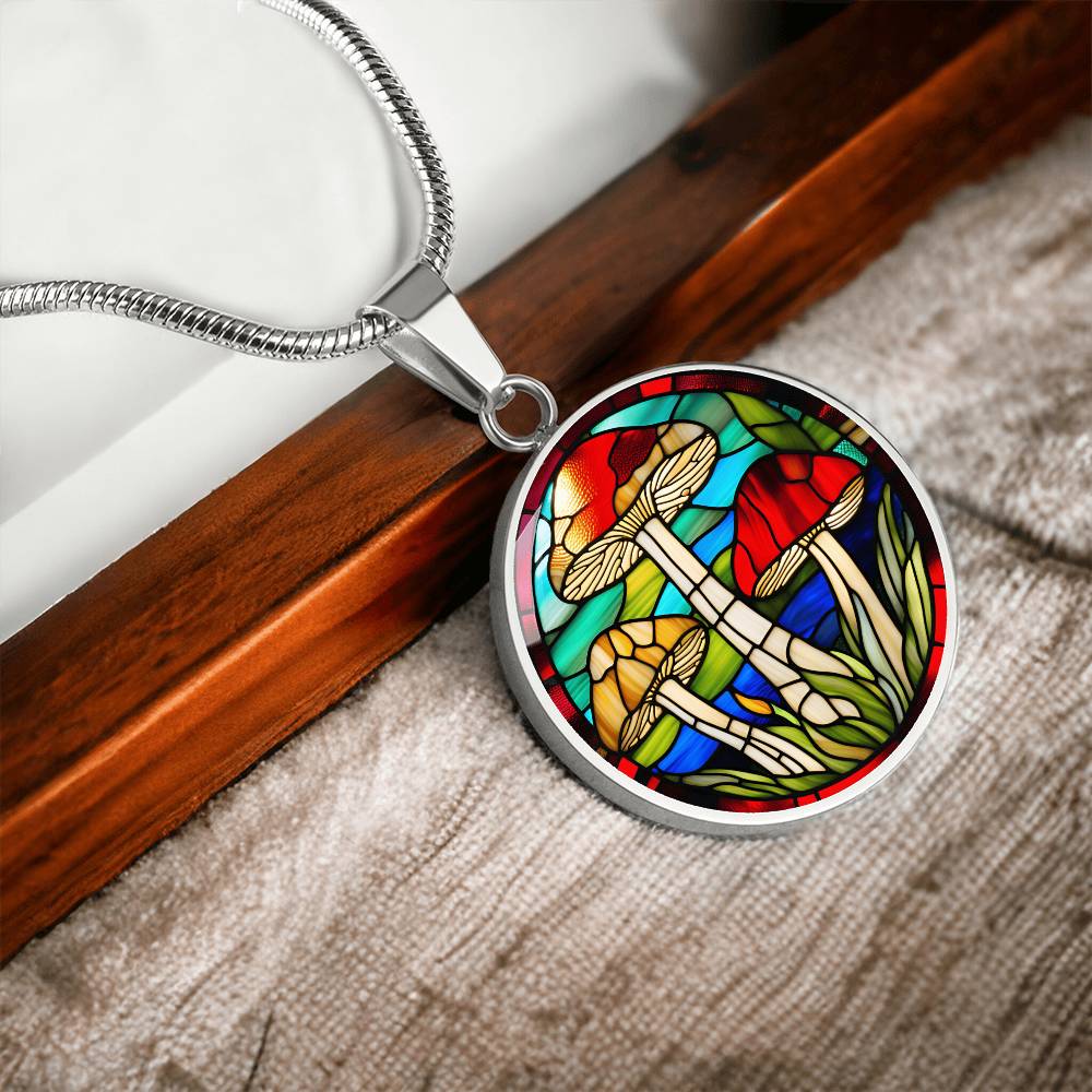 Mushroom Pendant Stained Glass Art Effect