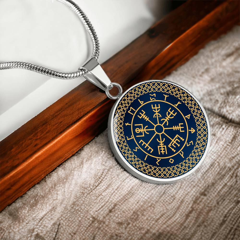 Vegvisir Pendant Personalised | Wayfinder Viking Compass Necklace | Norse Runes Necklace | Nordic Pagan Protection Amulet