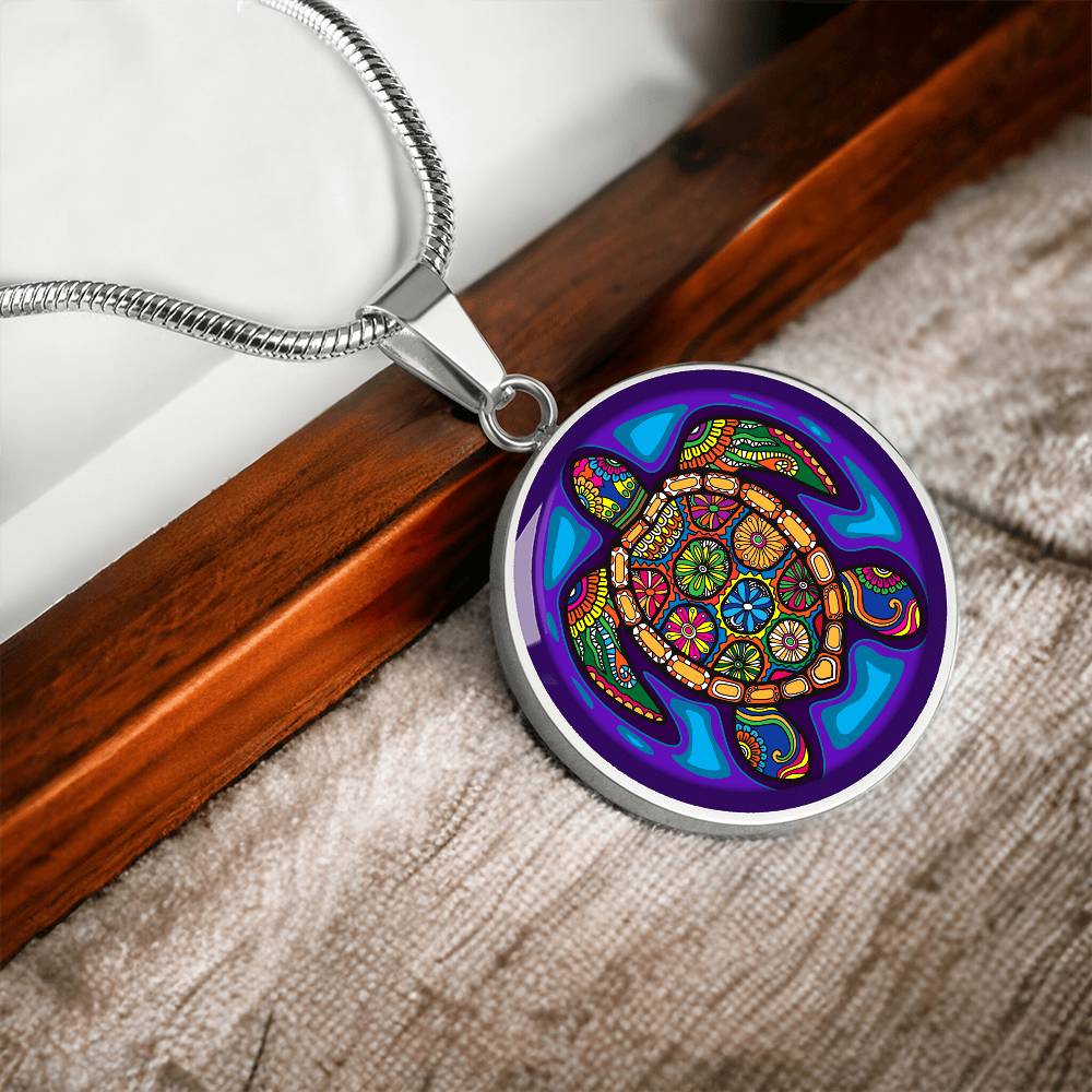 Turtle Lover Necklace | Tribal Art Turtle Pendant