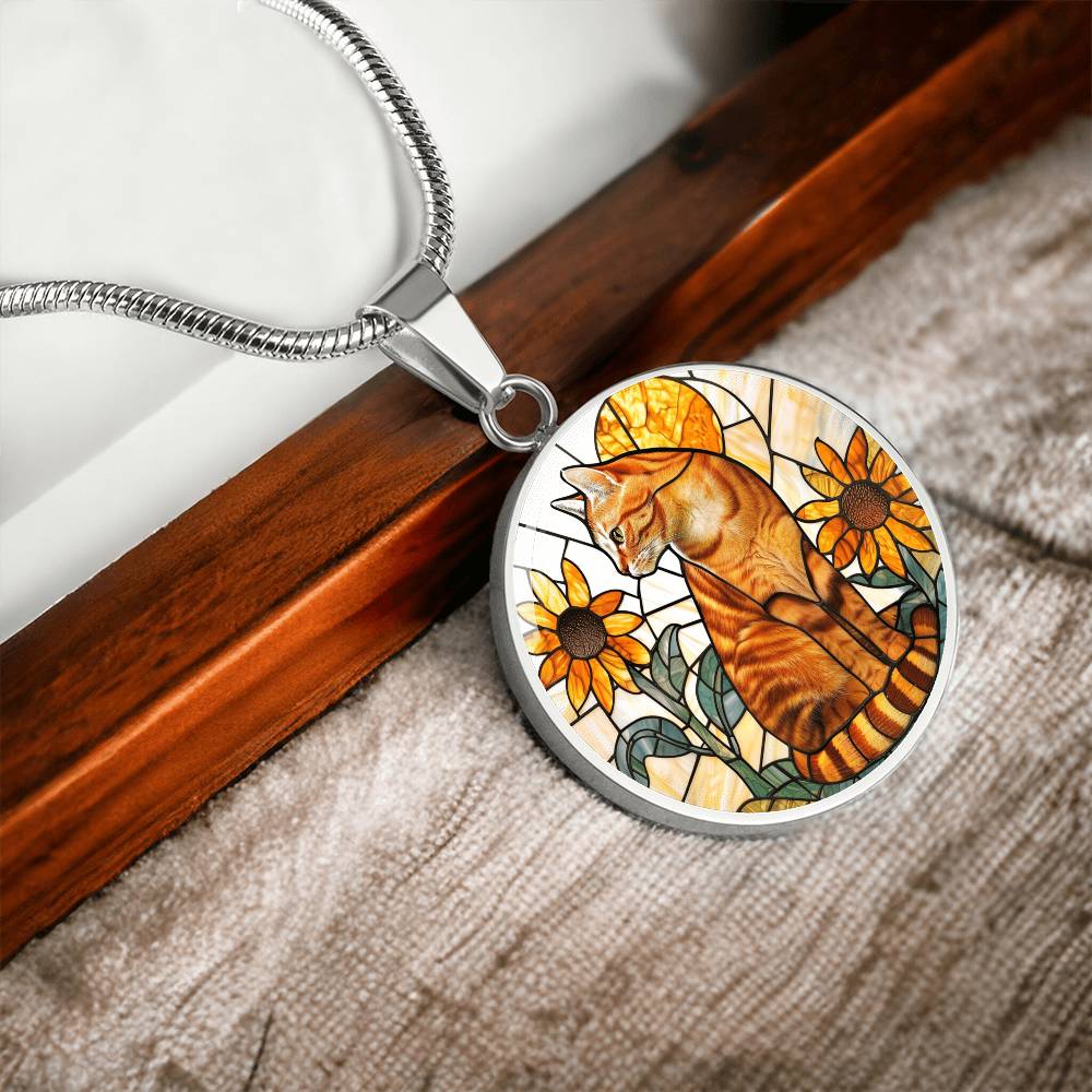 Ginger Cat Faux Stained Glass Necklace | Ginger Cat Pendant