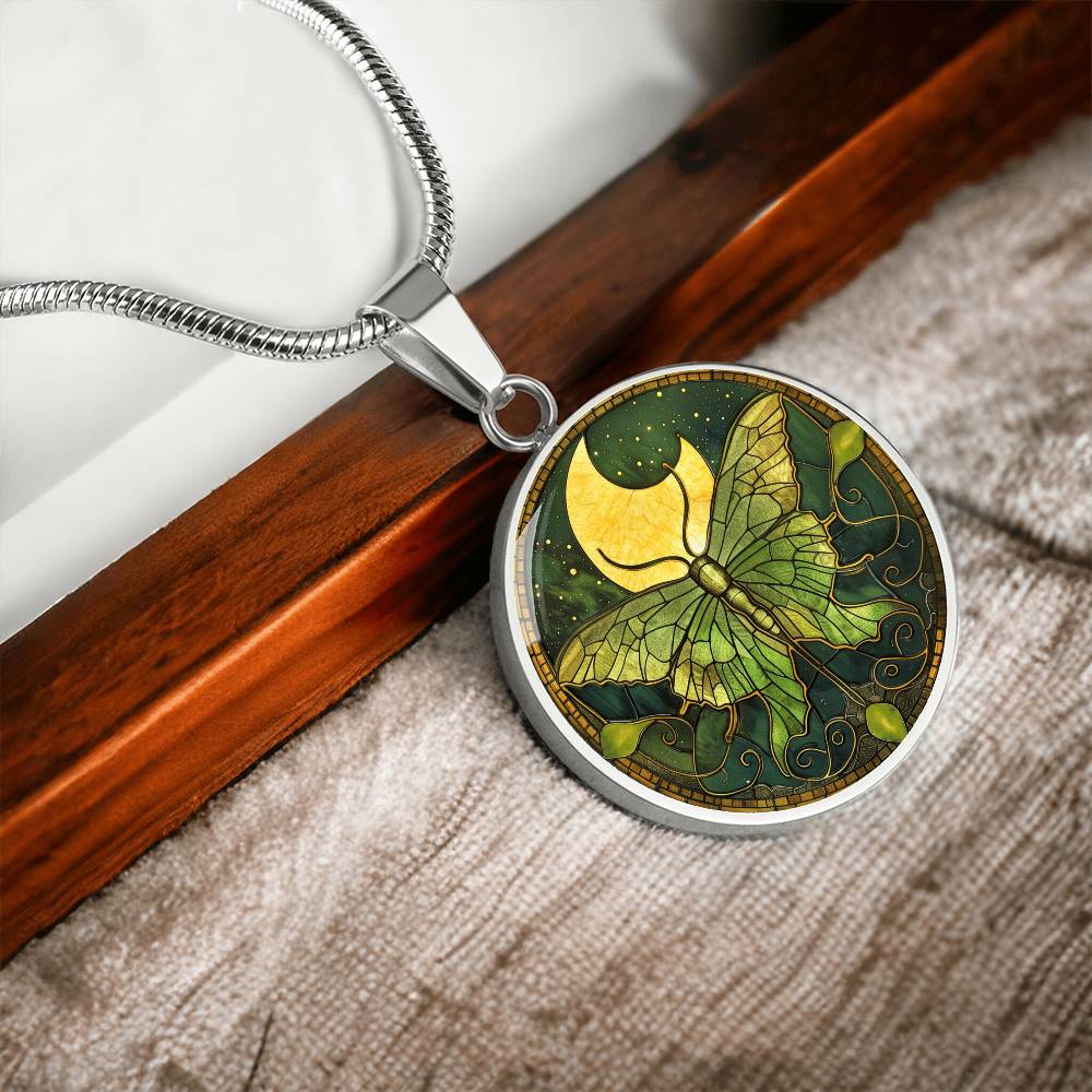 Luna Moth Vintage Necklace | Intuition Jewelry | Whimsical Goth Jewelry  | Bug Jewelry