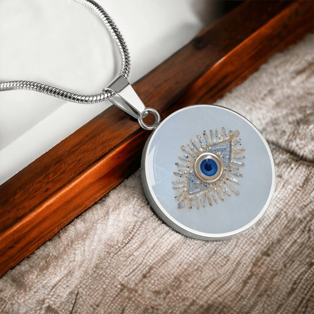 Good Luck Charm Eye Necklace | Turkish Evil Eye Charm Pendant | Evil Eye Pendant Chain | Faux Pave Diamond Look