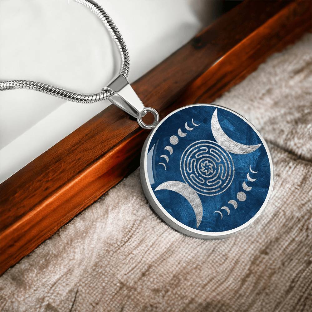 Hekates Magic Necklace, Hekate Pendant, Wheel of Hekate with Triple Moon