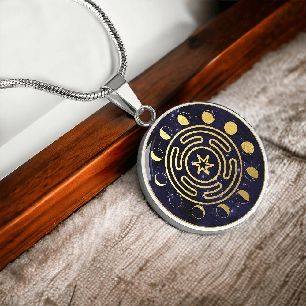 Hekate Magic Strophalos Necklace | Hekate Moon Phase Pendant