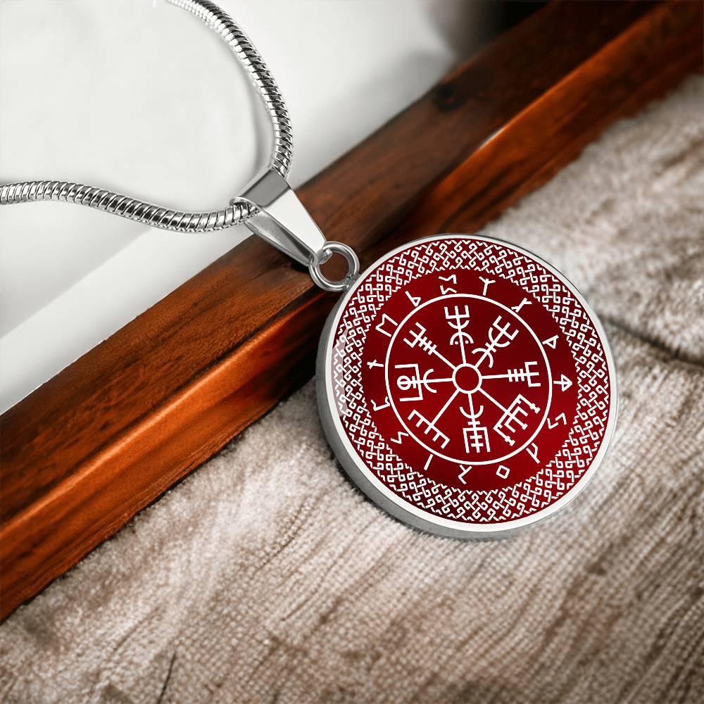 Vegvisir Pendant | Wayfinder Viking Compass Necklace | Norse Runes Necklace | Nordic Pagan Protection Amulet