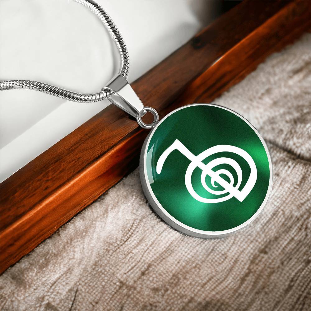 Reiki Symbol Pendant Green / Reiki Cho Ku Rei Pendant