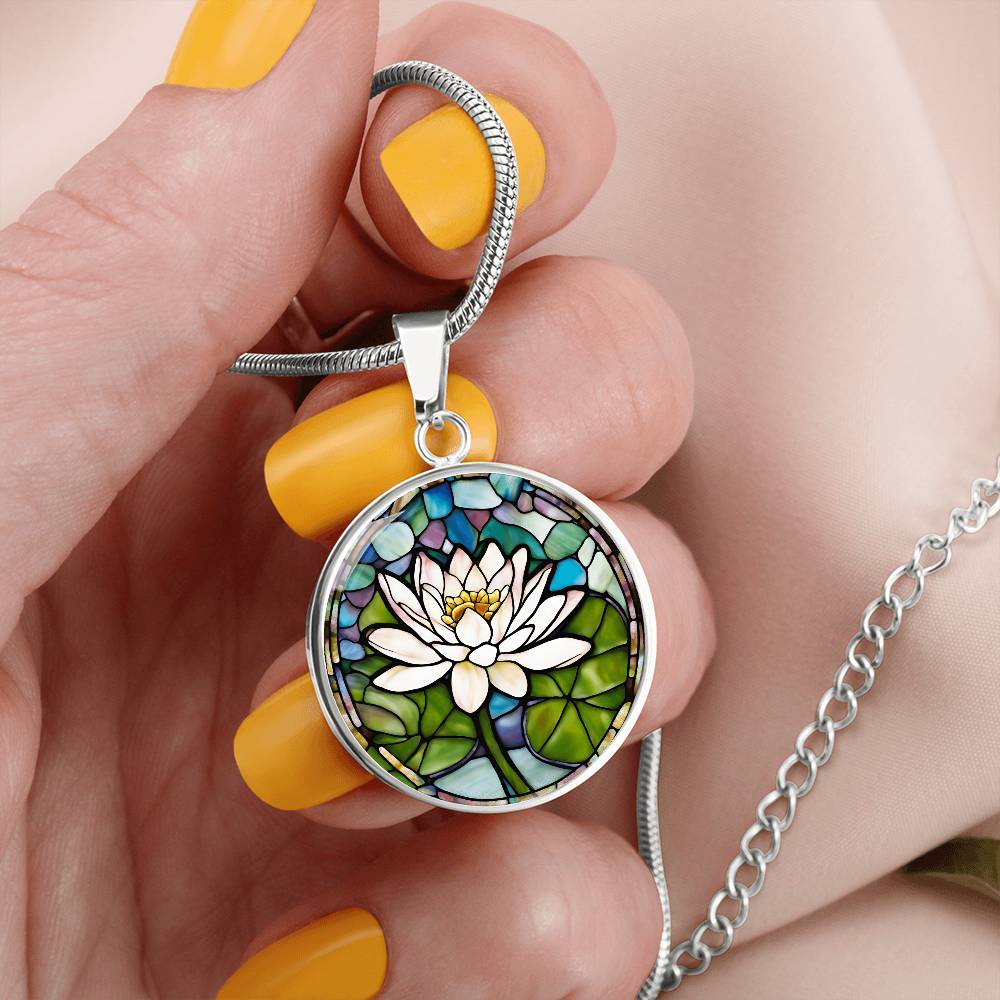 Birth Month Flower Necklace | Lily of the Valley Birth Flower Necklace | May Birth Flower Necklace | Stained Glass Personalized Pendant Necklace