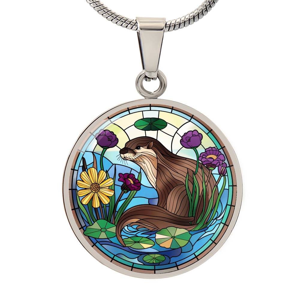 Otter Faux Stained Glass Pendant