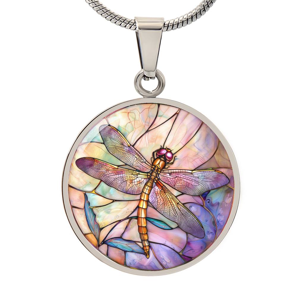 Dragon Fly Stained Glass Effect Pendant | Dragonfly Necklace