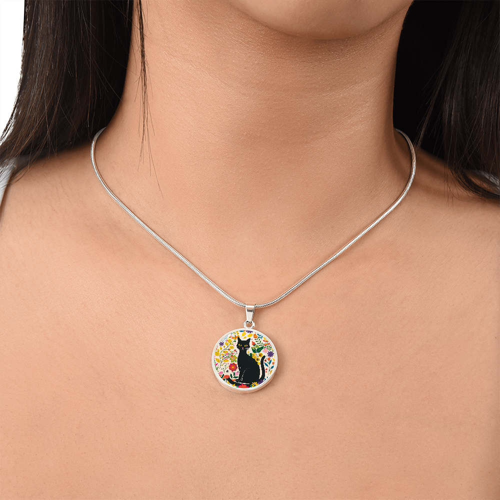 Art Nouveau Black Cat Pendant Necklace | Lovely Cat Jewelry | Cat Lover Gift | Kitty Jewelry