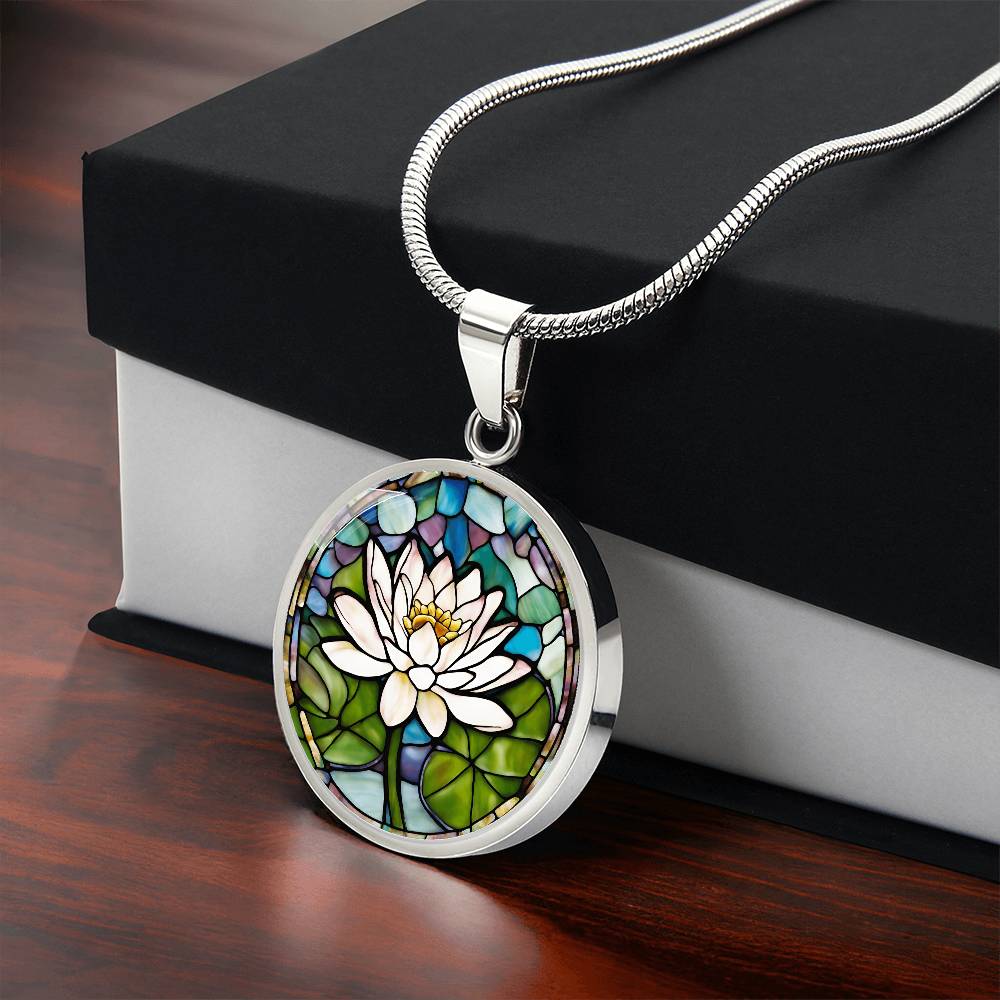 Birth Month Flower Necklace | Lily of the Valley Birth Flower Necklace | May Birth Flower Necklace | Stained Glass Personalized Pendant Necklace