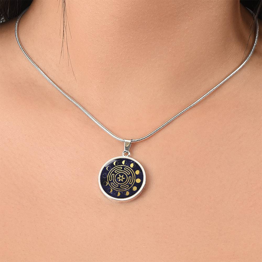 Hekate Magic Strophalos Necklace | Hekate Moon Phase Pendant